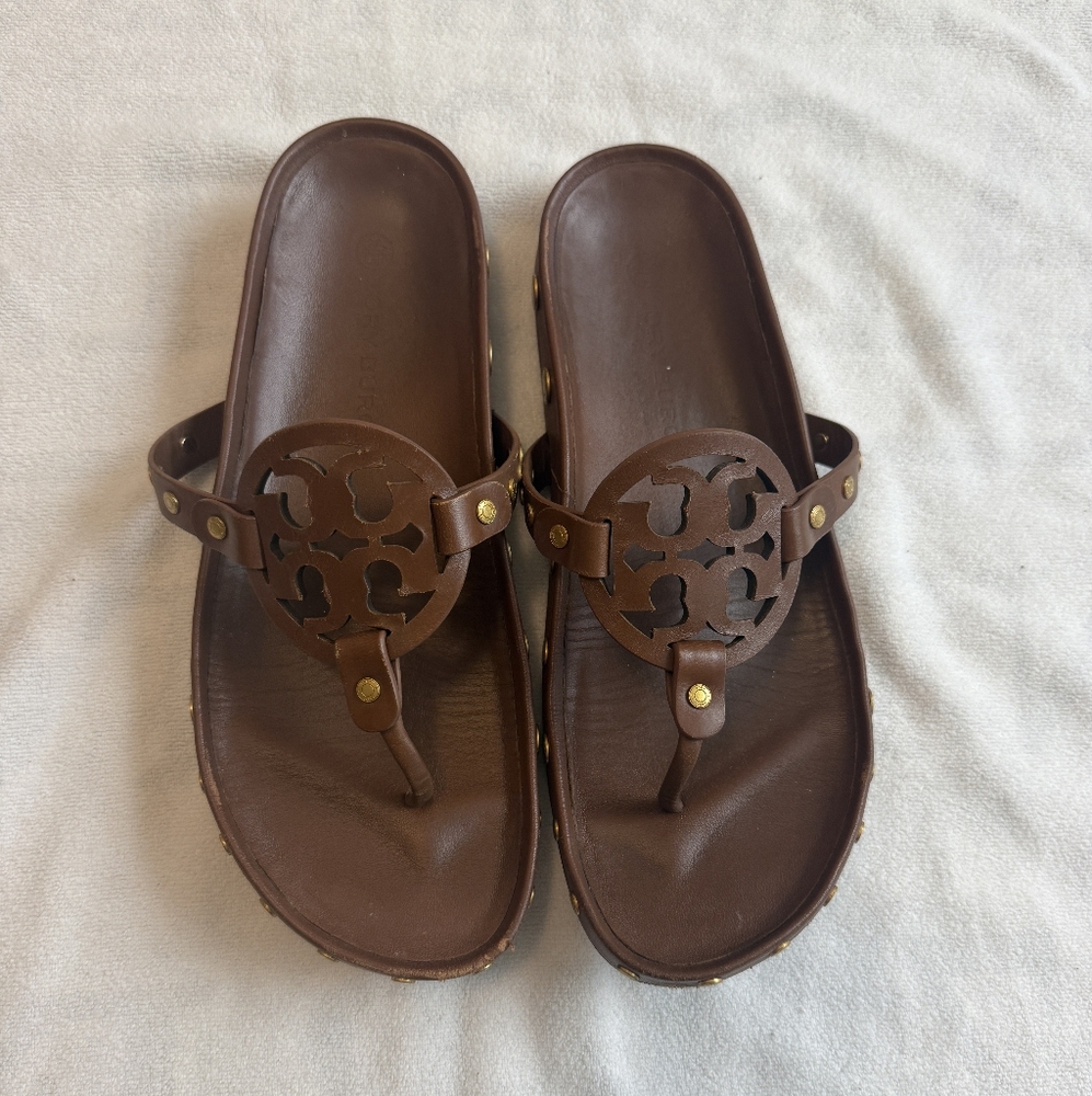 Tory Burch Brown Slide Sandals